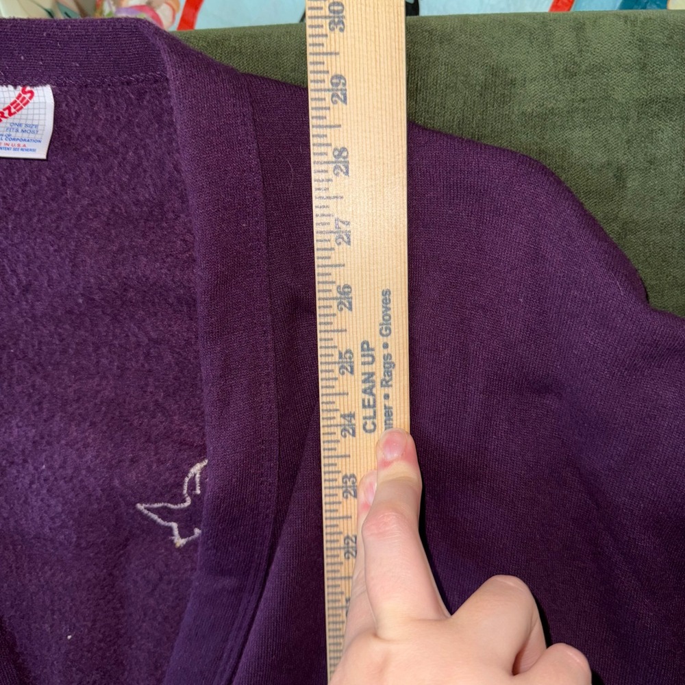 Vintage Jerzees Sweatshirt Cardigan Novelty Noahs Ark Animal Applique Purple‎ L - Picture 5 of 7
